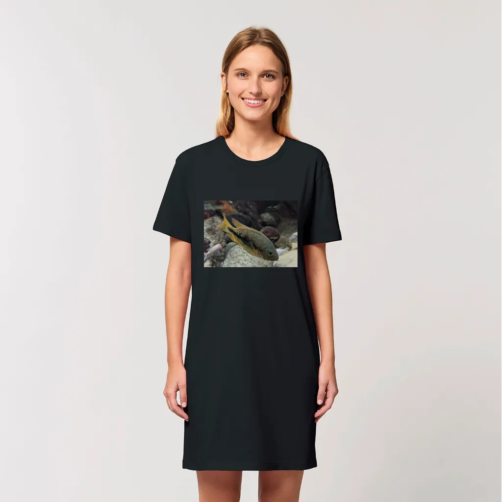 Green Orange Fish Organic T-Shirt Dress