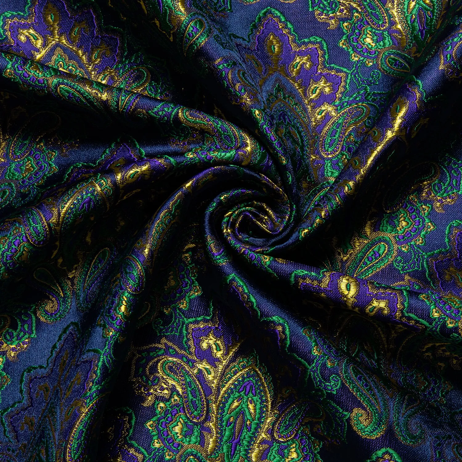 Green Purple Paisley Silk Men's Long Sleeve Shirt