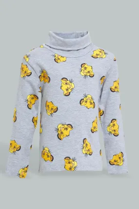 Grey Simba Print T-Shirt