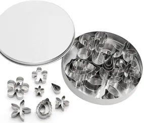 Hari Yoo-Neek- 12 Pcs Small Stainless Steel Flower & Leaf Cookie Cutter Set Fondant Biscuit Cutter Cake Molds DIY Tools