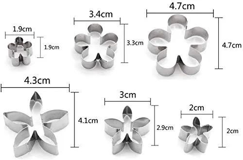 Hari Yoo-Neek- 12 Pcs Small Stainless Steel Flower & Leaf Cookie Cutter Set Fondant Biscuit Cutter Cake Molds DIY Tools