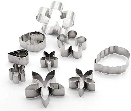 Hari Yoo-Neek- 12 Pcs Small Stainless Steel Flower & Leaf Cookie Cutter Set Fondant Biscuit Cutter Cake Molds DIY Tools