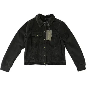 HD Branded Women's Black Jacket Sherpa Lined Corduroy Casual (S24)