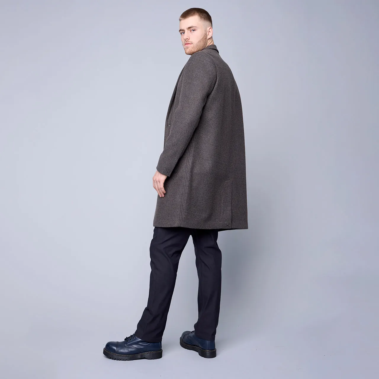 HEDGE MENS L/S WOVEN PEACOAT-DARK MOCHA MELANGE