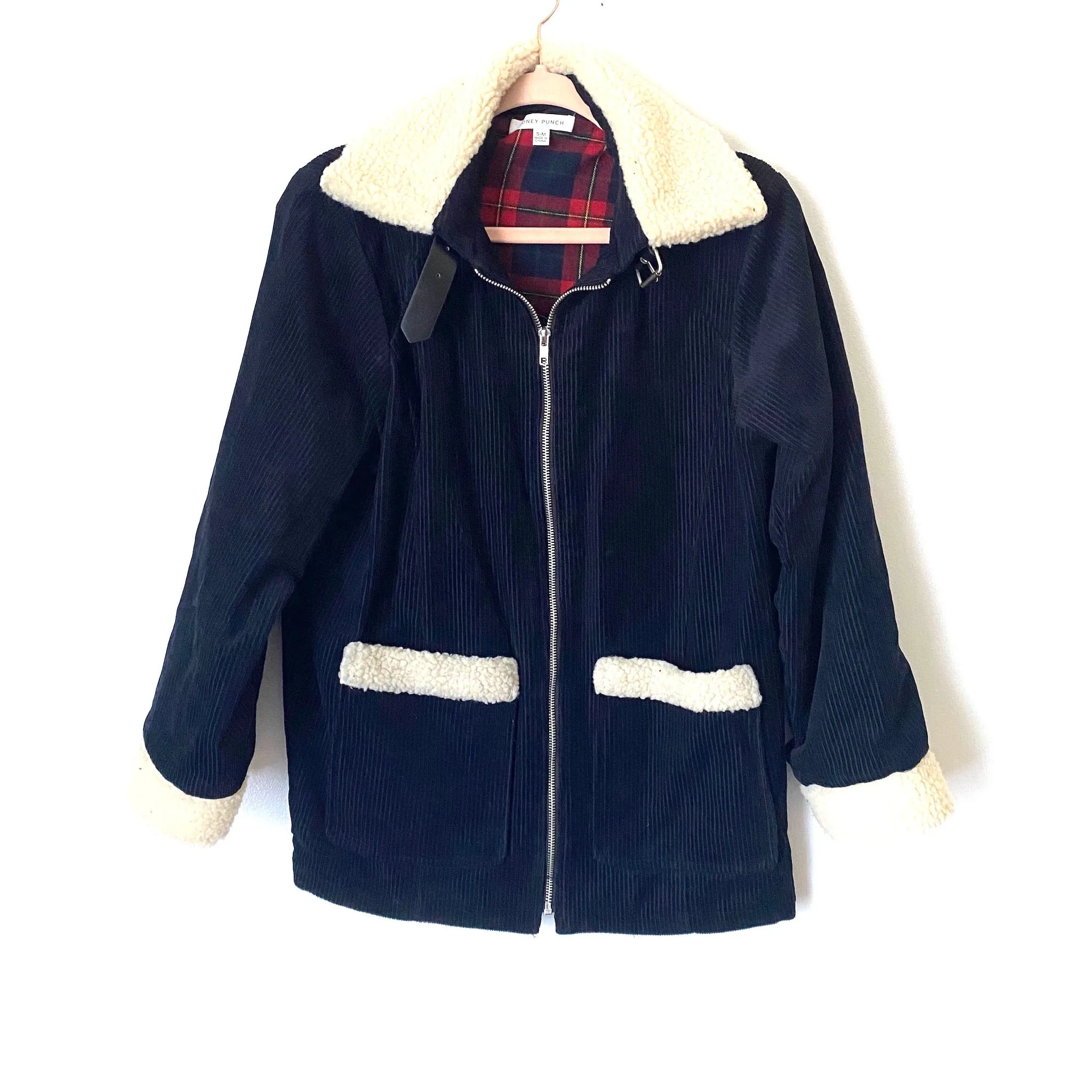 Honey Punch Corduroy Sherpa Collar Jacket- Size S/M