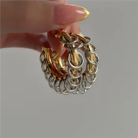 Hoop earrings with chains and rings 18K Gold Plated Statement Jewelry C Hoop Tassel Fringe Dangle Earrings Chunky Earrings