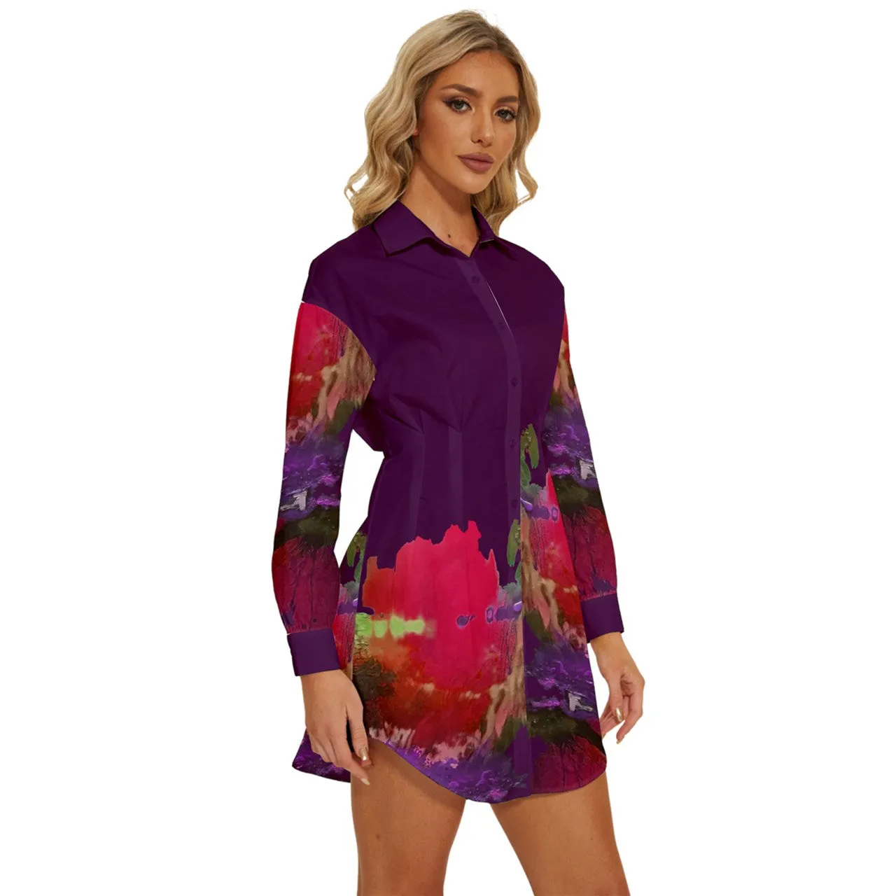 INTENSIDAD Womens Long Sleeve Shirt Dress