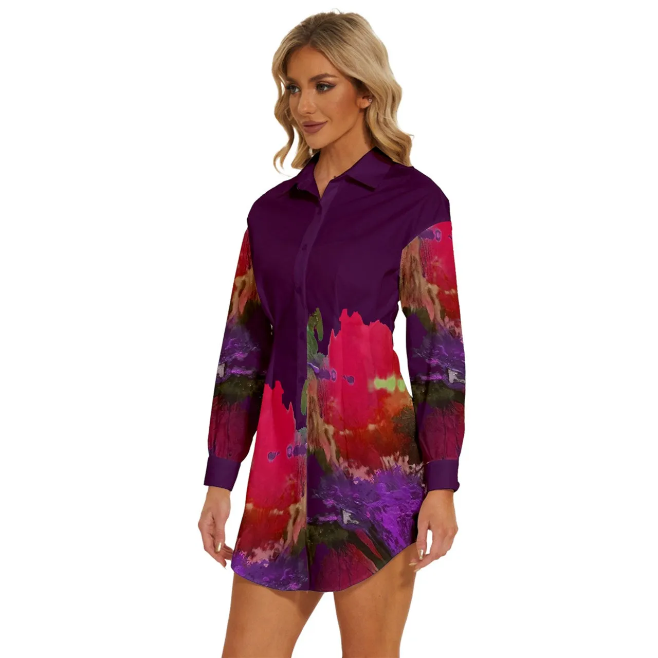 INTENSIDAD Womens Long Sleeve Shirt Dress