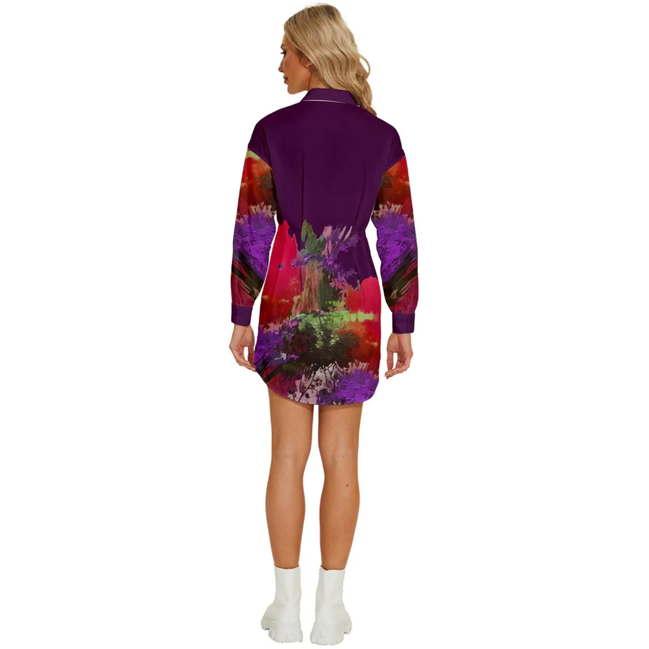 INTENSIDAD Womens Long Sleeve Shirt Dress