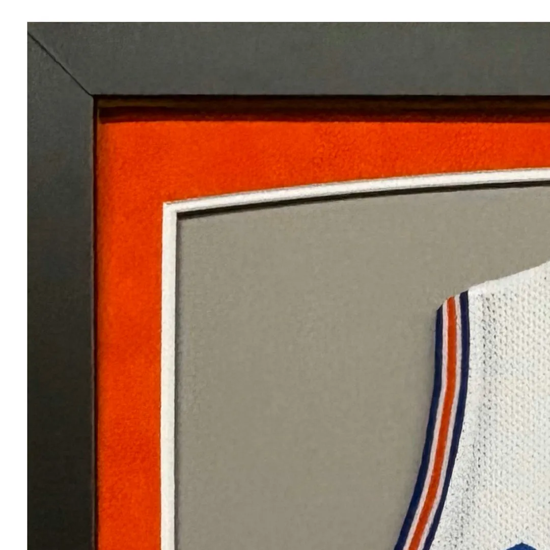 Jalen Brunson Signed New York White Custom Suede Matte Framed Basketball Jersey (JSA)