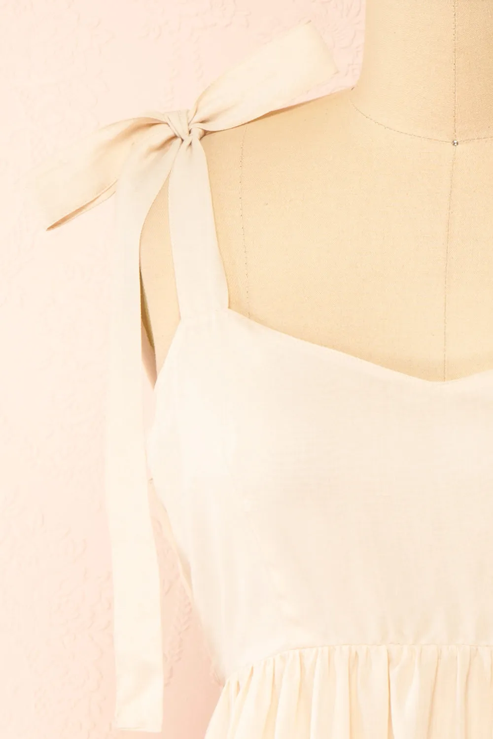 Kamet | Beige Beach Dress w/ Bow Straps