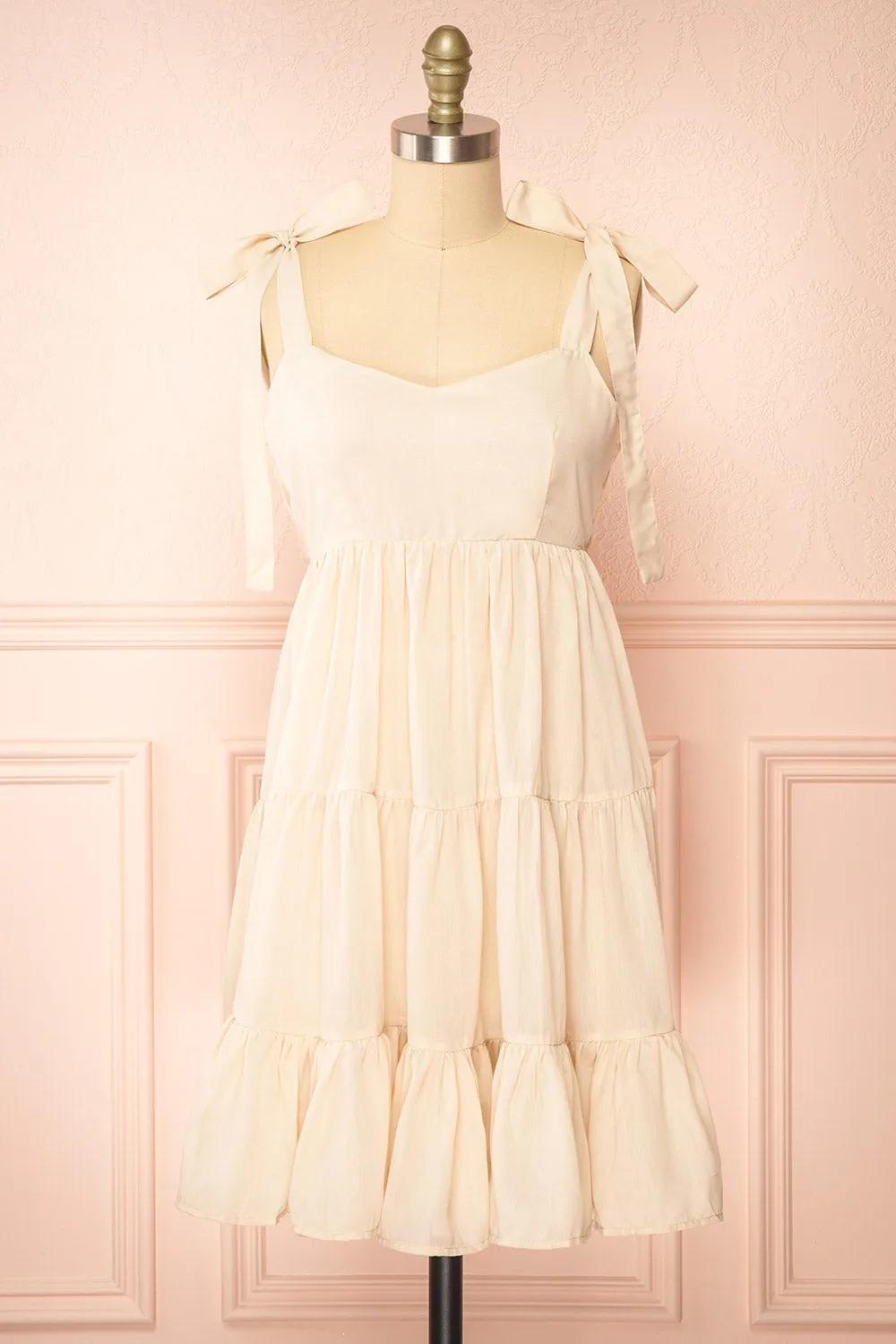 Kamet | Beige Beach Dress w/ Bow Straps