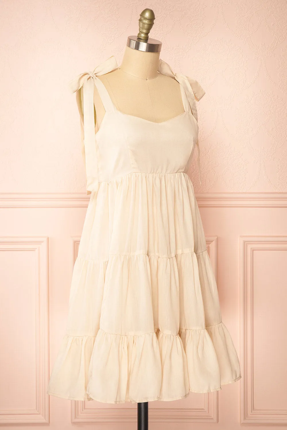 Kamet | Beige Beach Dress w/ Bow Straps