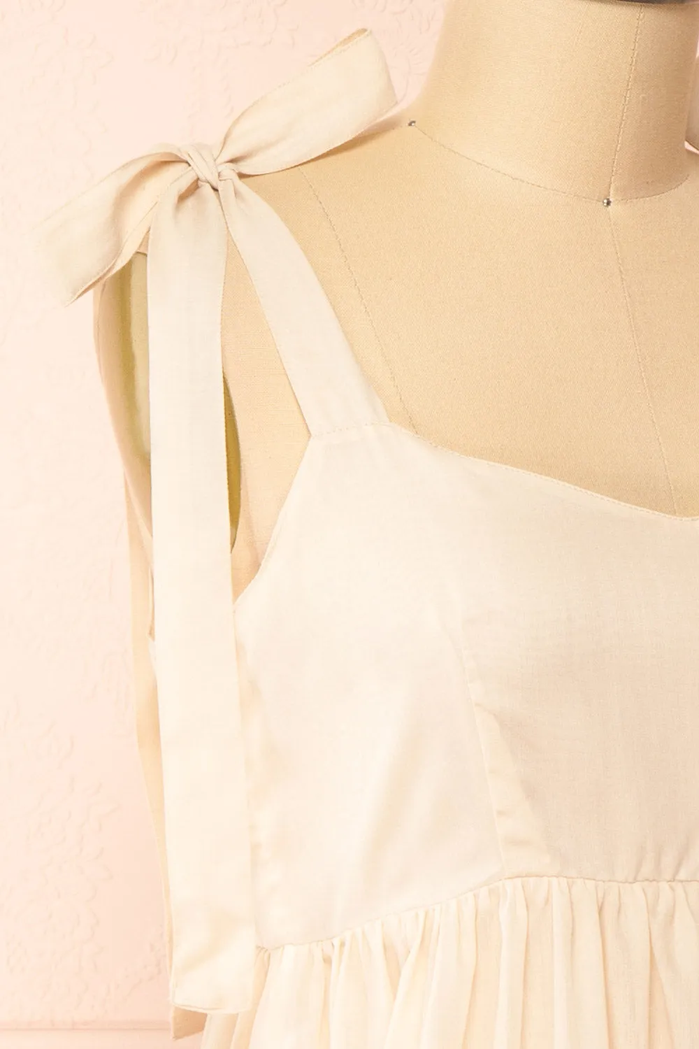 Kamet | Beige Beach Dress w/ Bow Straps