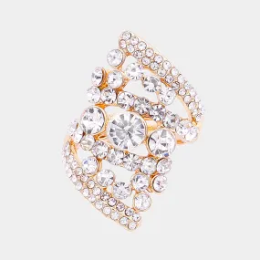 Karizma - clear gold stretch rhinestone ring