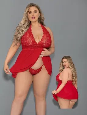 Lace Shorty Babydoll and Open Panty