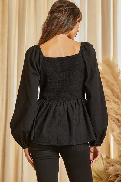 Ladies Savanna Jane Babydoll Top with Floral Embroidery - T12230