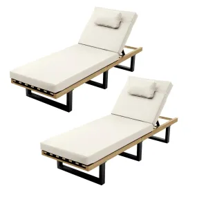 Livsip 2X Sun Lounge Outdoor Lounger Patio Furniture Setting Day Bed Garden