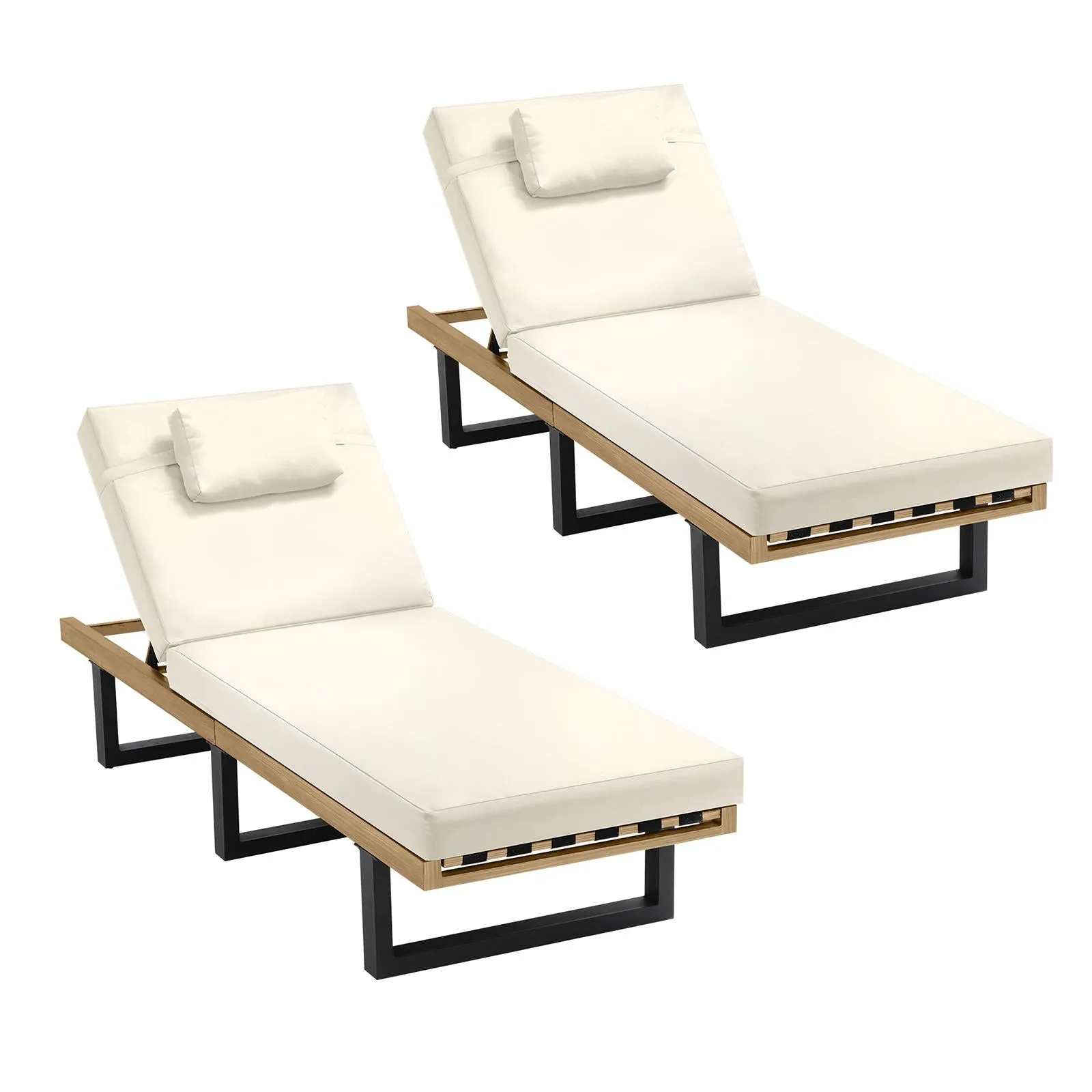 Livsip 2X Sun Lounge Outdoor Lounger Patio Furniture Setting Day Bed Garden
