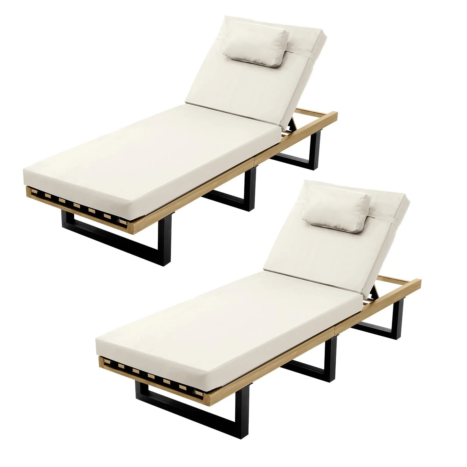 Livsip 2X Sun Lounge Outdoor Lounger Patio Furniture Setting Day Bed Garden