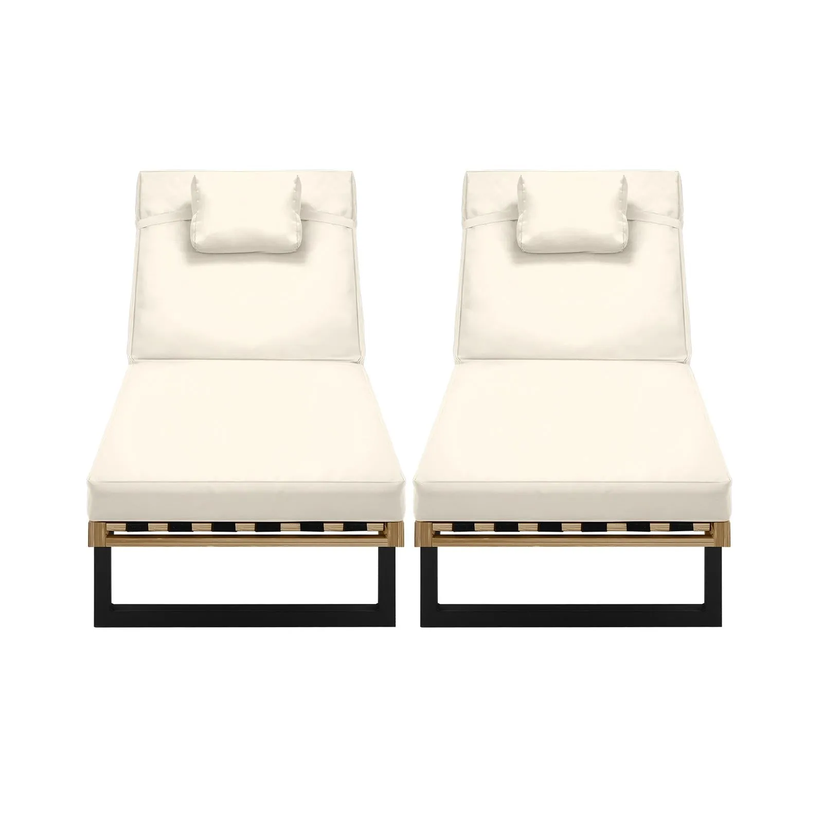Livsip 2X Sun Lounge Outdoor Lounger Patio Furniture Setting Day Bed Garden