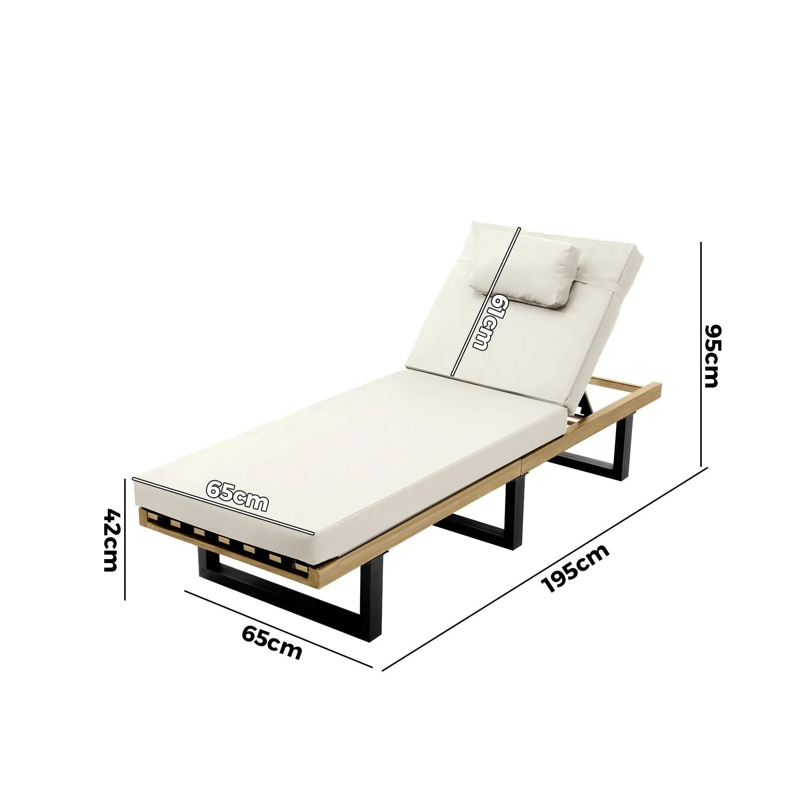 Livsip 2X Sun Lounge Outdoor Lounger Patio Furniture Setting Day Bed Garden