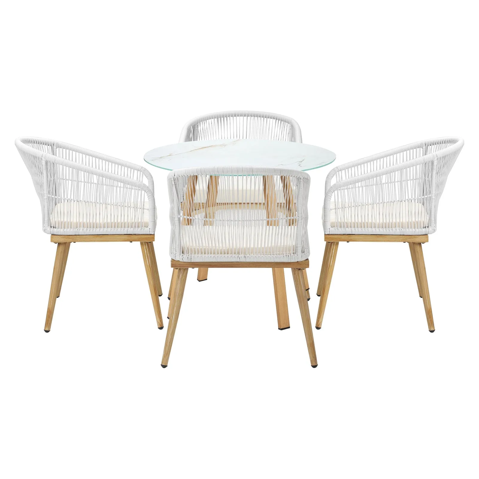 Livsip Outdoor Dining Set Table Lounge Chairs Patio Furniture Setting 5 Piece