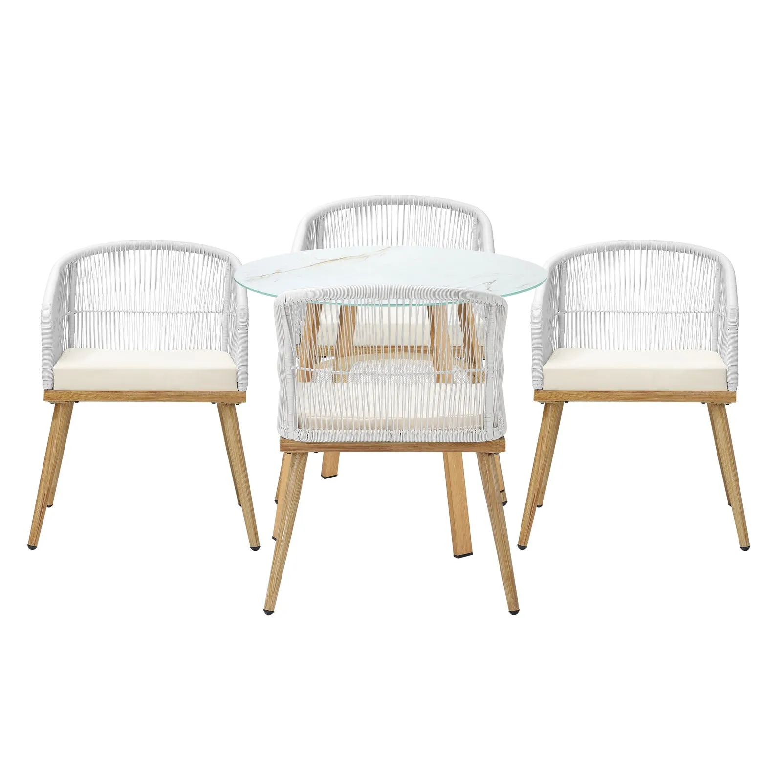 Livsip Outdoor Dining Set Table Lounge Chairs Patio Furniture Setting 5 Piece