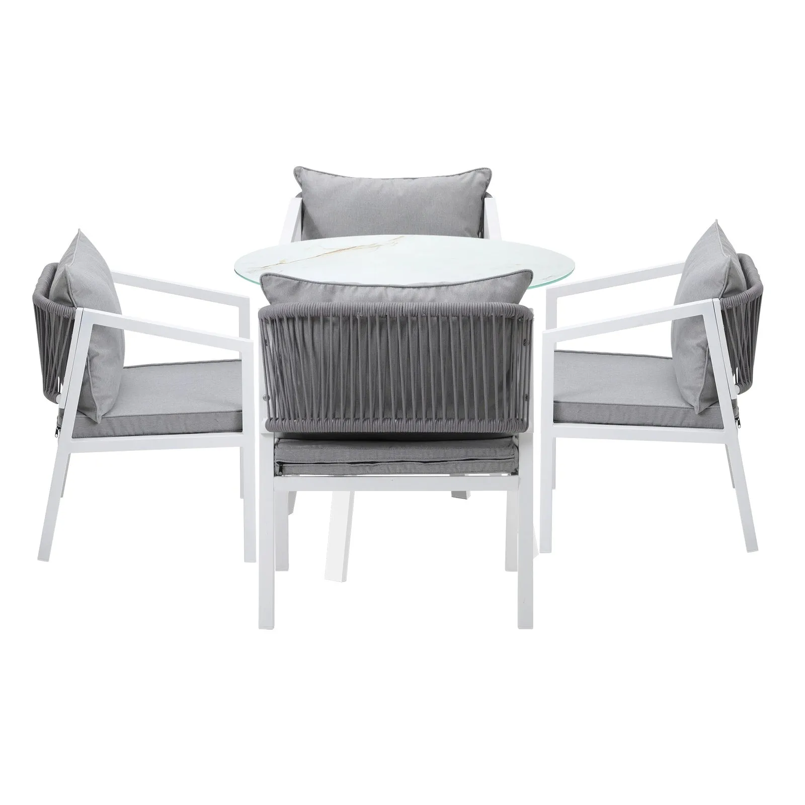 Livsip Outdoor Dining Setting Lounge Chair Patio Furniture Bistro Set 5PCS White