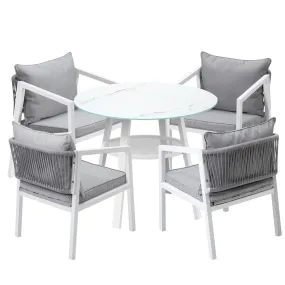 Livsip Outdoor Dining Setting Lounge Chair Patio Furniture Bistro Set 5PCS White