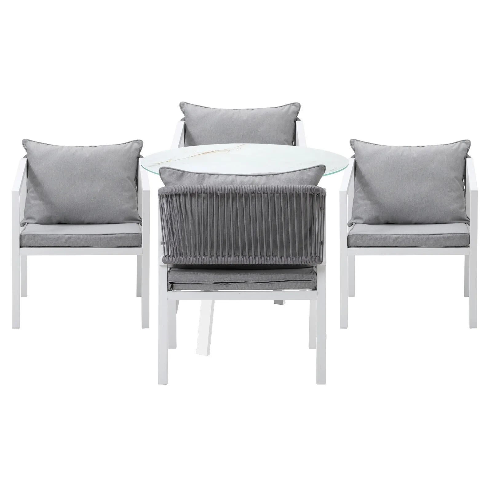 Livsip Outdoor Dining Setting Lounge Chair Patio Furniture Bistro Set 5PCS White