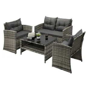 Livsip Outdoor Sofa Set Patio Furniture Wicker Table Chair Garden Lounge 4Piece
