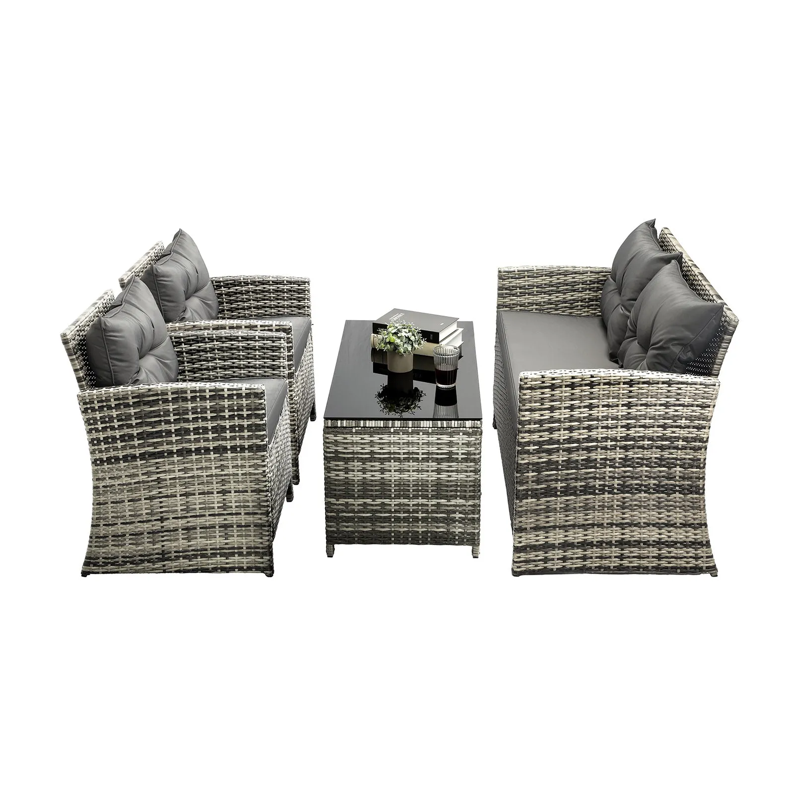 Livsip Outdoor Sofa Set Patio Furniture Wicker Table Chair Garden Lounge 4Piece