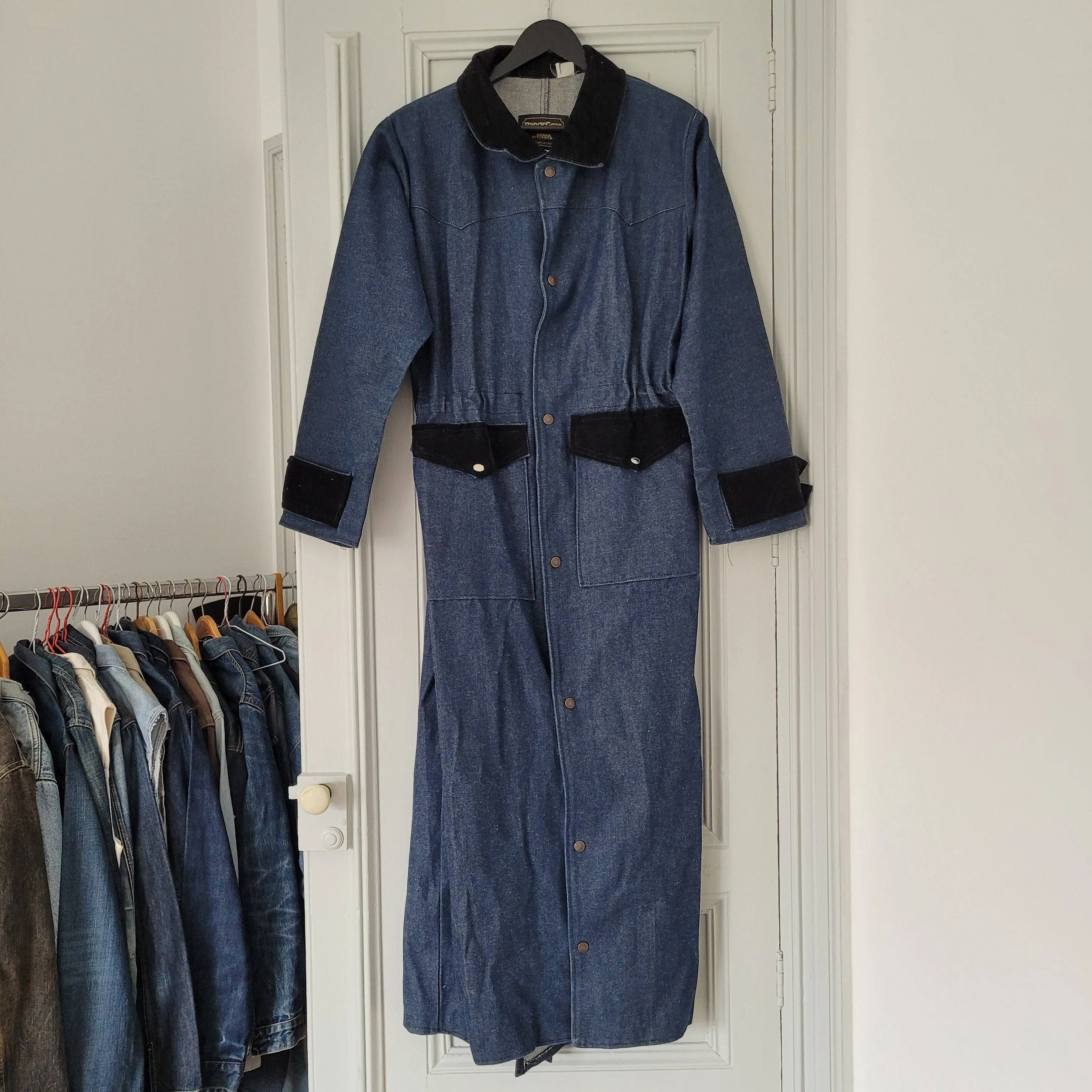 Long rider denim raincoat / impermeable en jean long moto, cavalier