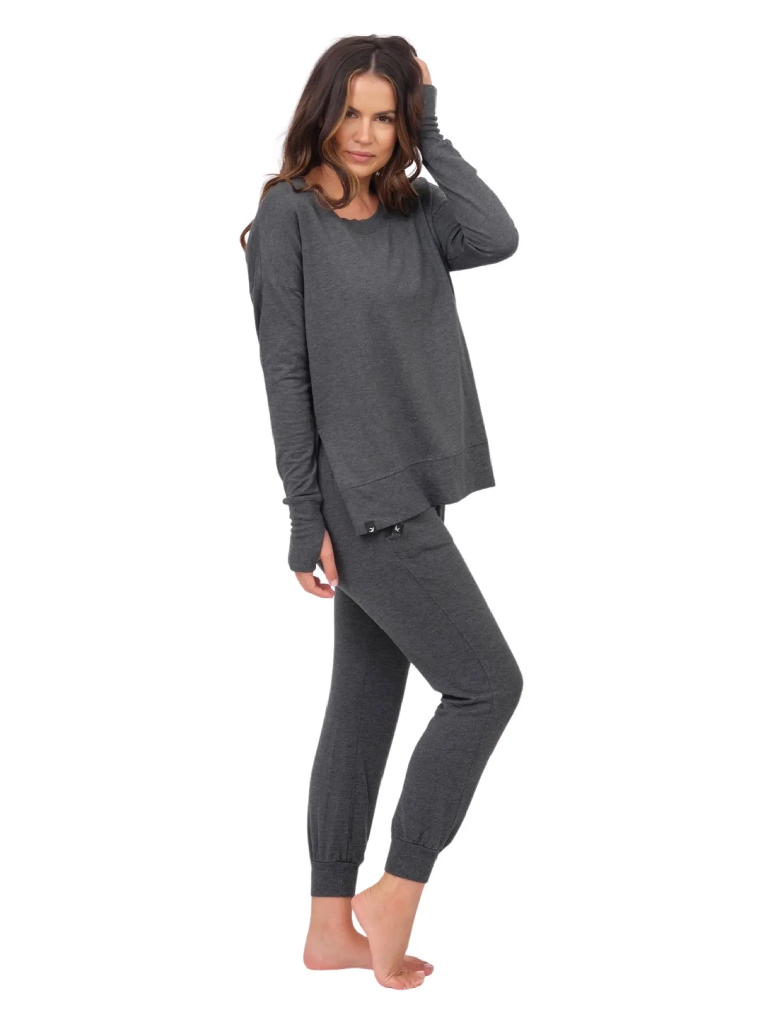 Long Sleeve Lounge Top - Charcoal