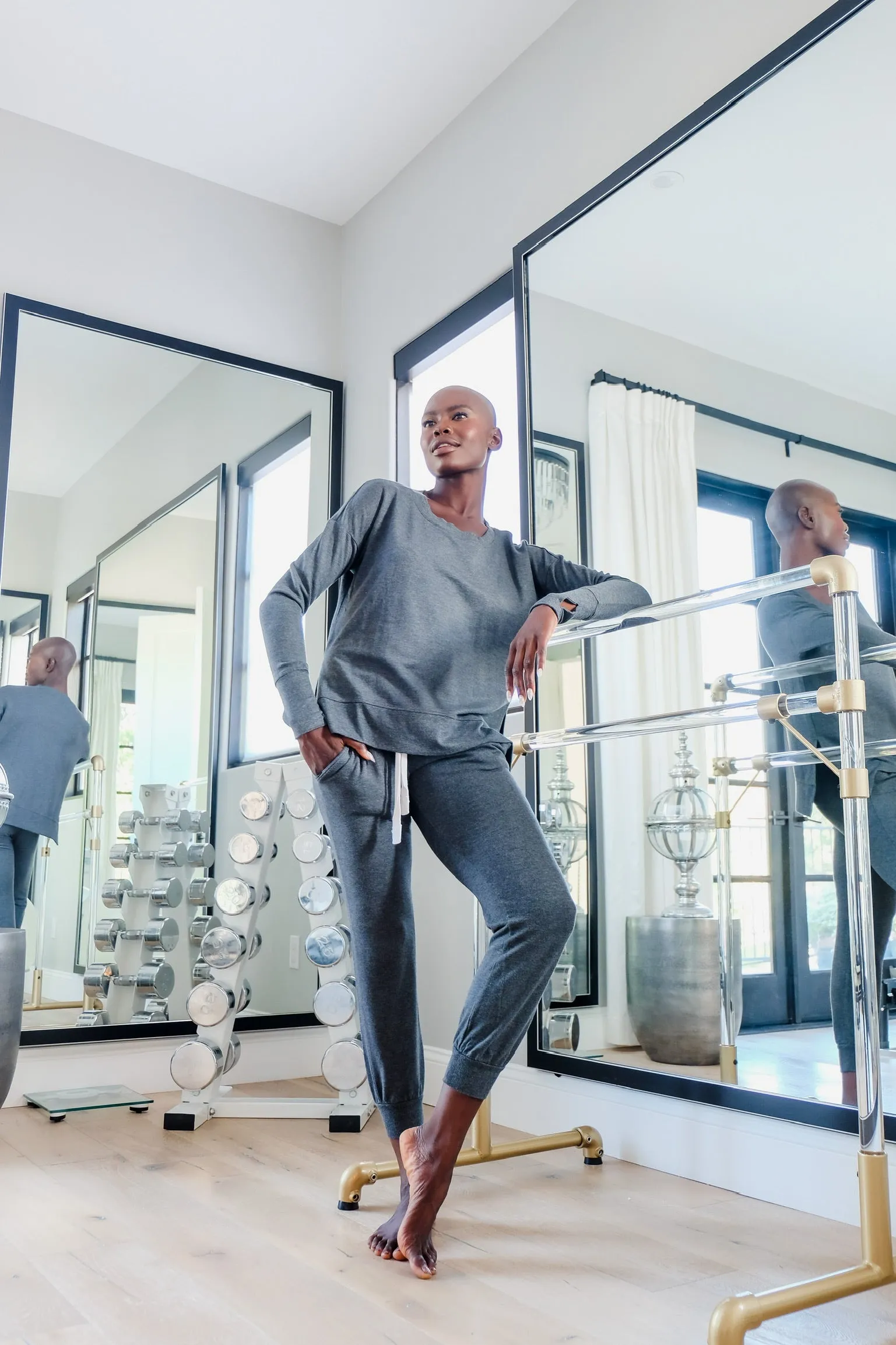 Long Sleeve Lounge Top - Charcoal