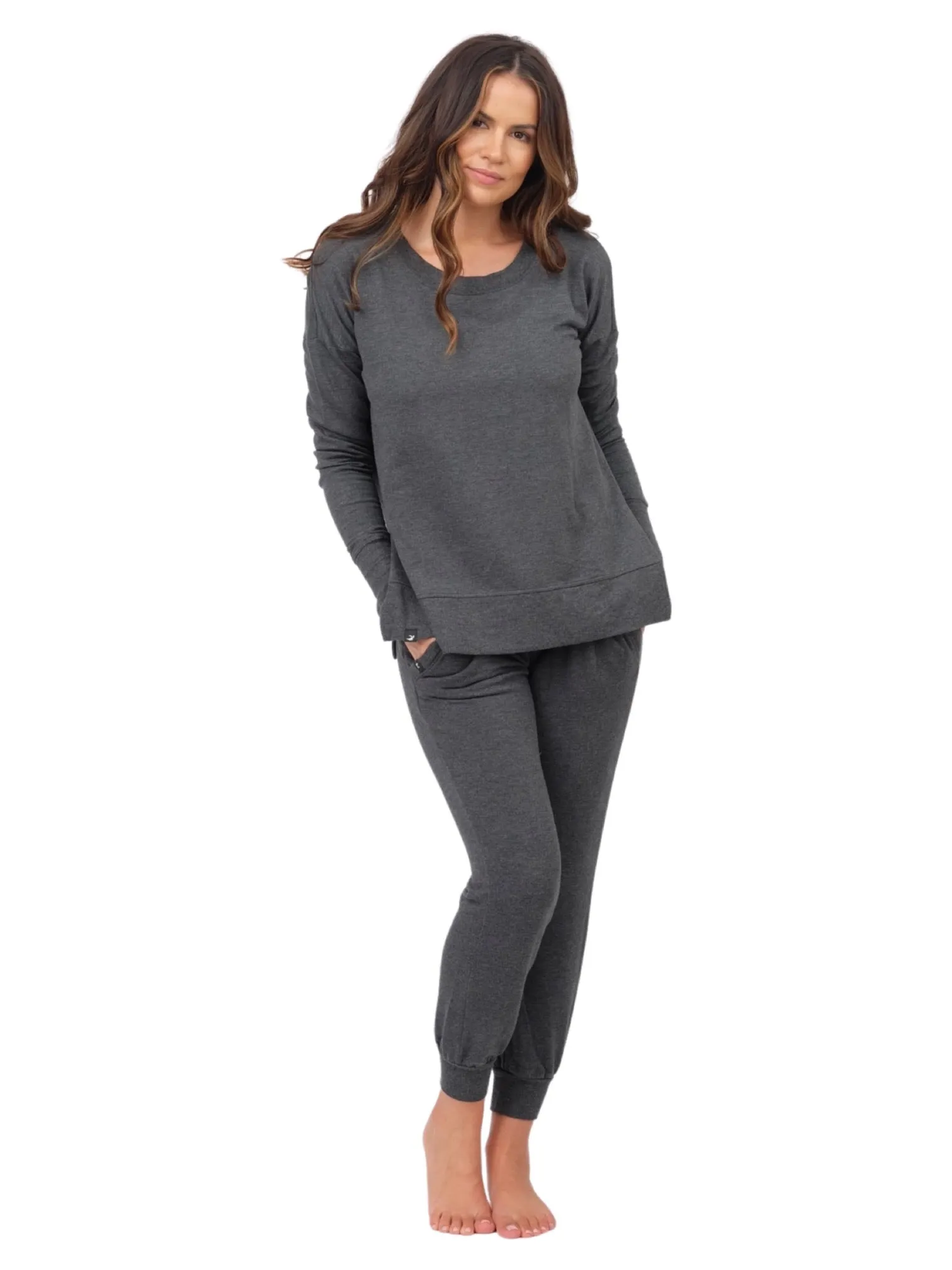 Long Sleeve Lounge Top - Charcoal