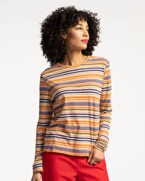 Long Sleeve Tee Shirt Regatta Stripe Navy Yellow