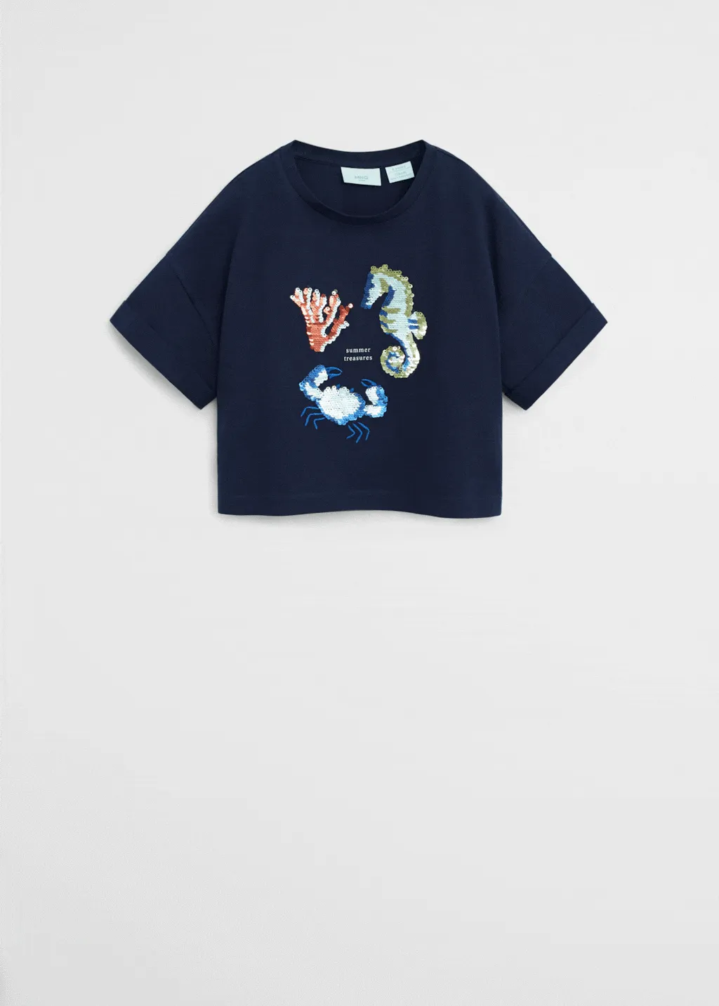 Mango Ocean Organic Cotton Reversible Sequins Older Girls T-Shirt