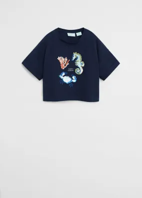 Mango Ocean Organic Cotton Reversible Sequins Older Girls T-Shirt