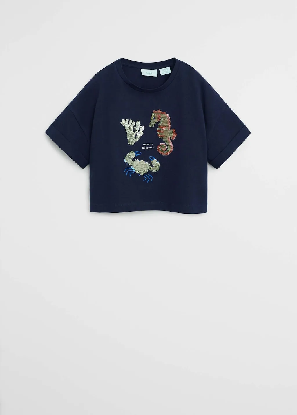 Mango Ocean Organic Cotton Reversible Sequins Older Girls T-Shirt