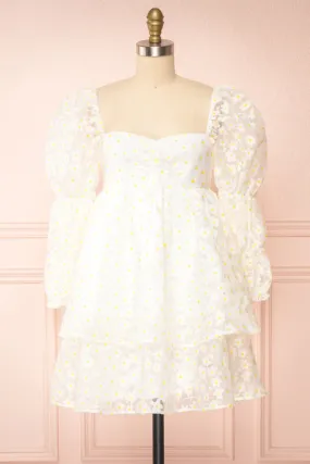 Marguerites | Daisy Patterned Short Babydoll Dress