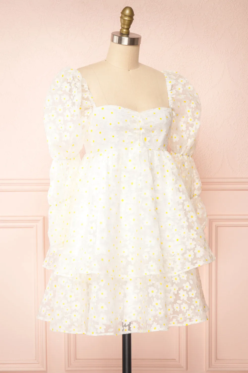 Marguerites | Daisy Patterned Short Babydoll Dress