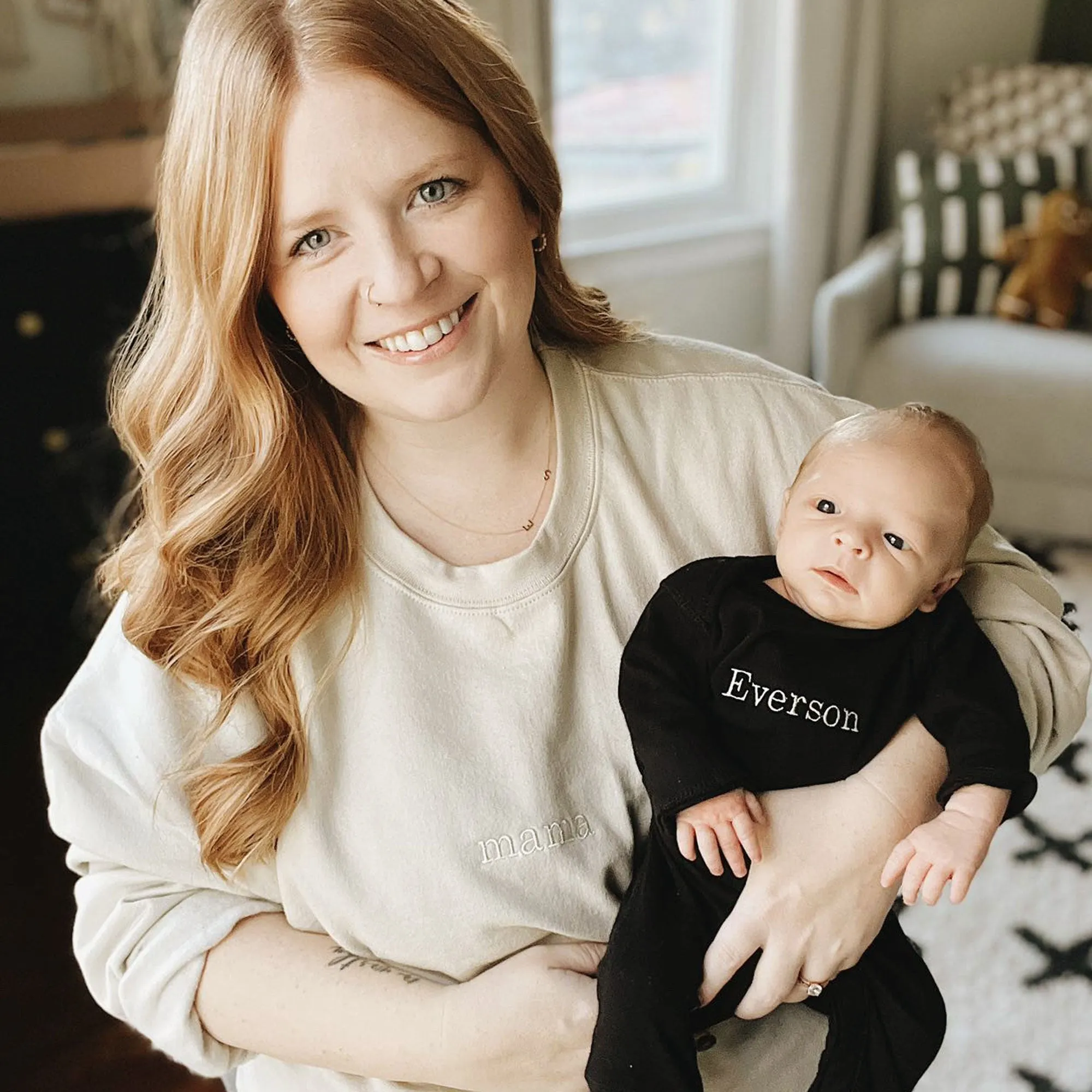Minimal Mama Embroidered Gemma Crewneck Sweatshirt