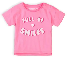 Minoti Girls T-shirt Full of Smiles Fluo Pink (18-24mths)
