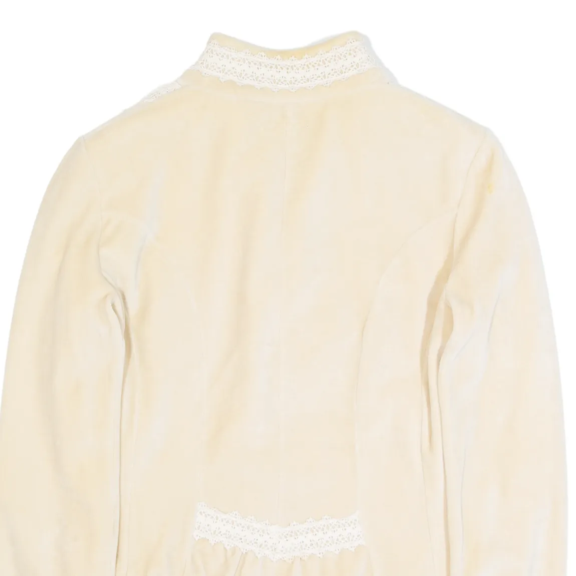 MOSCHINO JEANS Lace Velour Womens Track Jacket Cream UK 8