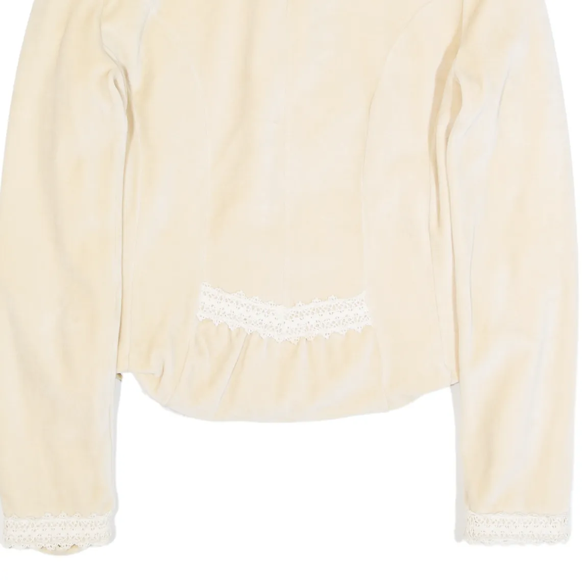 MOSCHINO JEANS Lace Velour Womens Track Jacket Cream UK 8