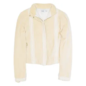 MOSCHINO JEANS Lace Velour Womens Track Jacket Cream UK 8