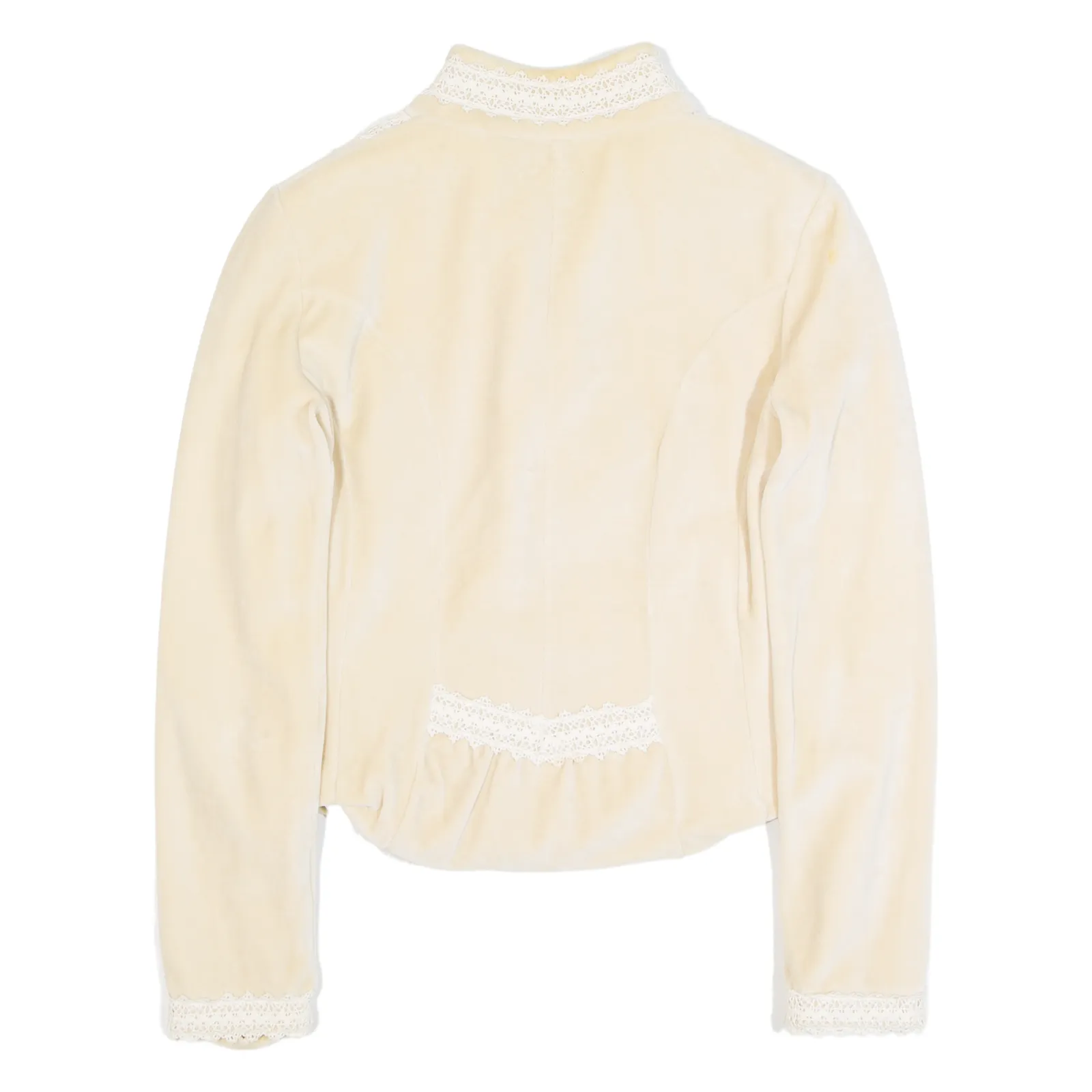 MOSCHINO JEANS Lace Velour Womens Track Jacket Cream UK 8