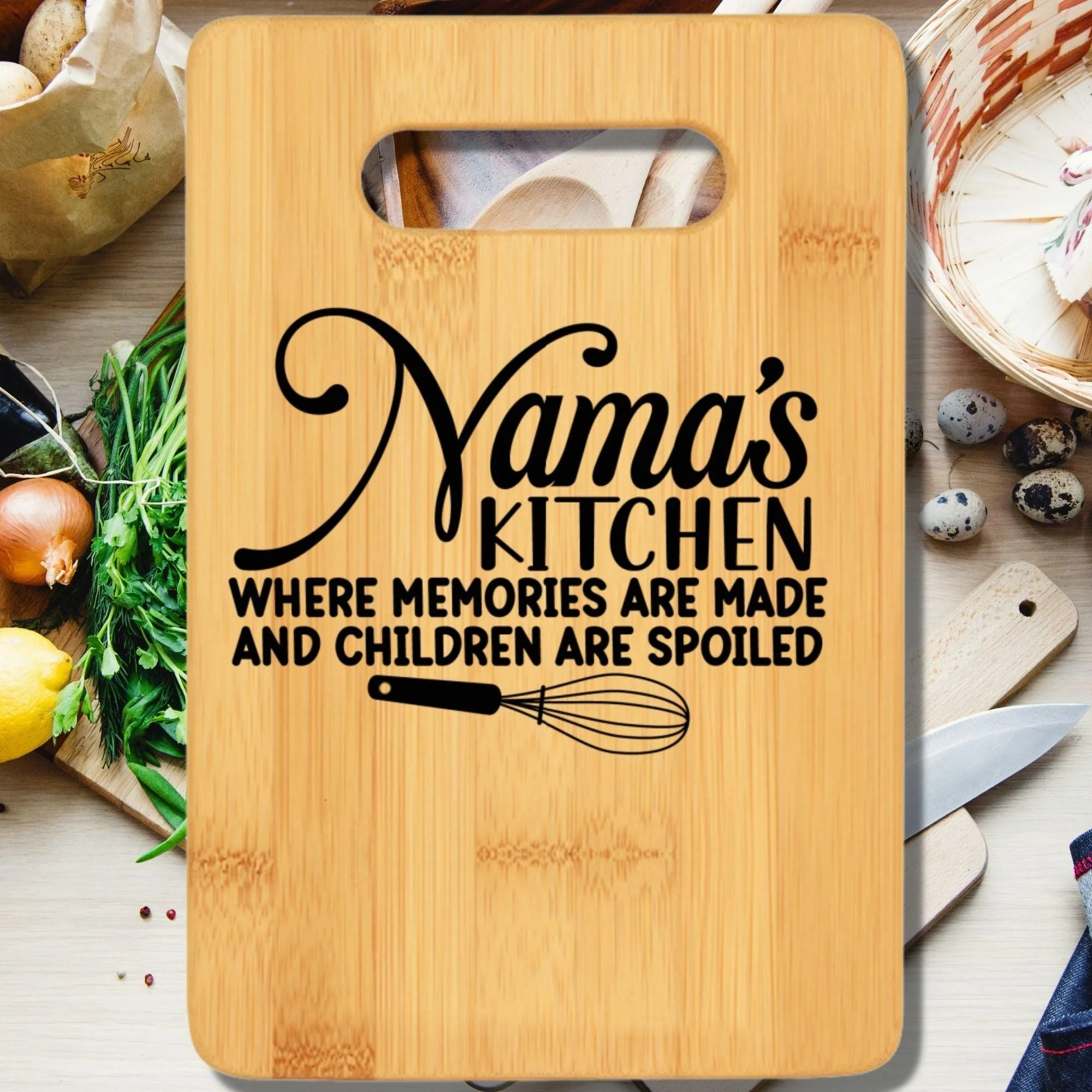 Nana's Kitchen Where Memories Are Made and Children Are Spoiled Cutting Board v2
